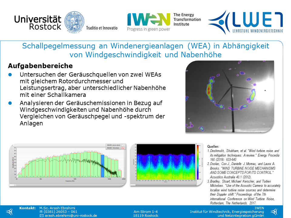 Schallpegelmessung an Windenergieanlagen (WEA) in Abhängigkeit von Windgeschwindigkeit und Nabenhöhe